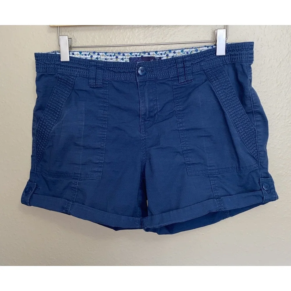Prana Shorts Mari Womens 10 Blue Navy Hiking Camping Wicking Lightweight Pocket